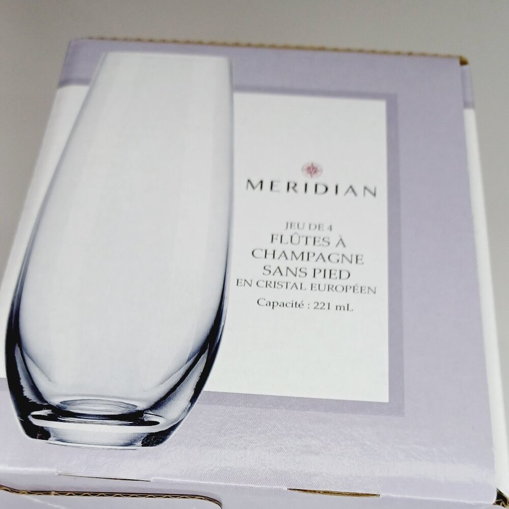 Meridian Champagne Stemless Glass Flutes Set of 4